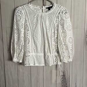 Banana Republic White Eyelet Blouse